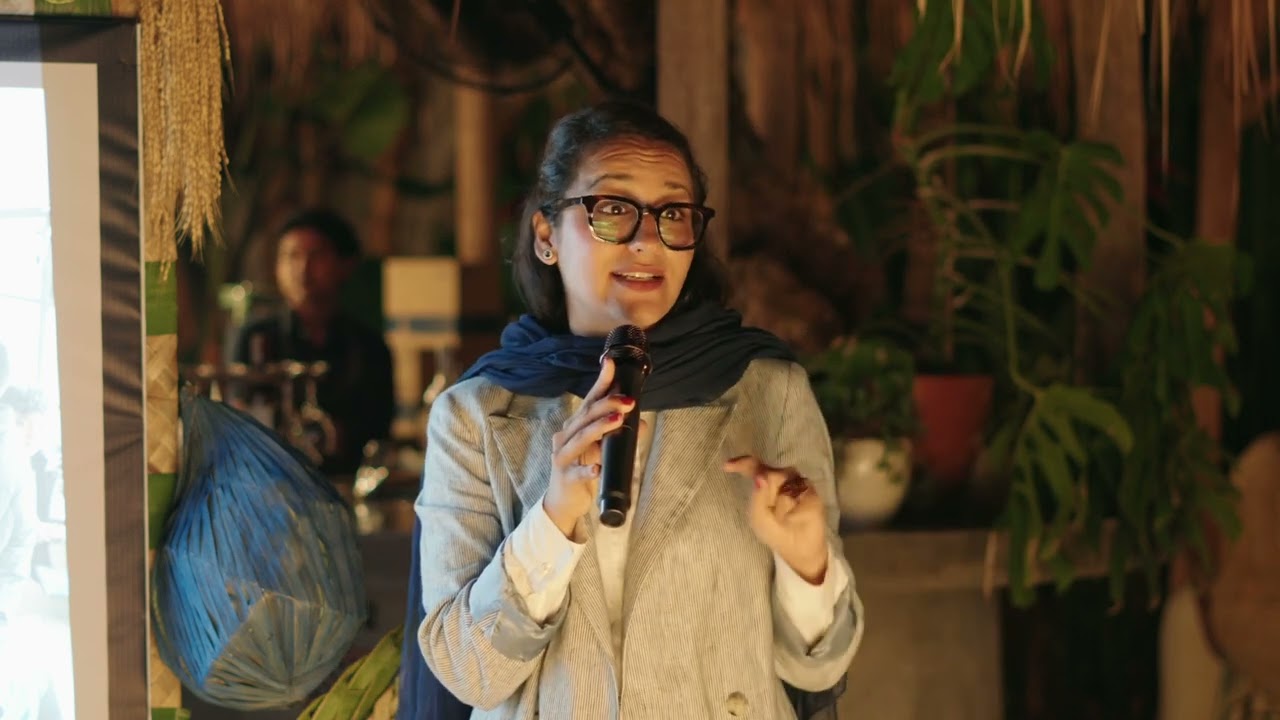 Freshta Karim speaking at Earth Company Heroes Night 2025 in Bali