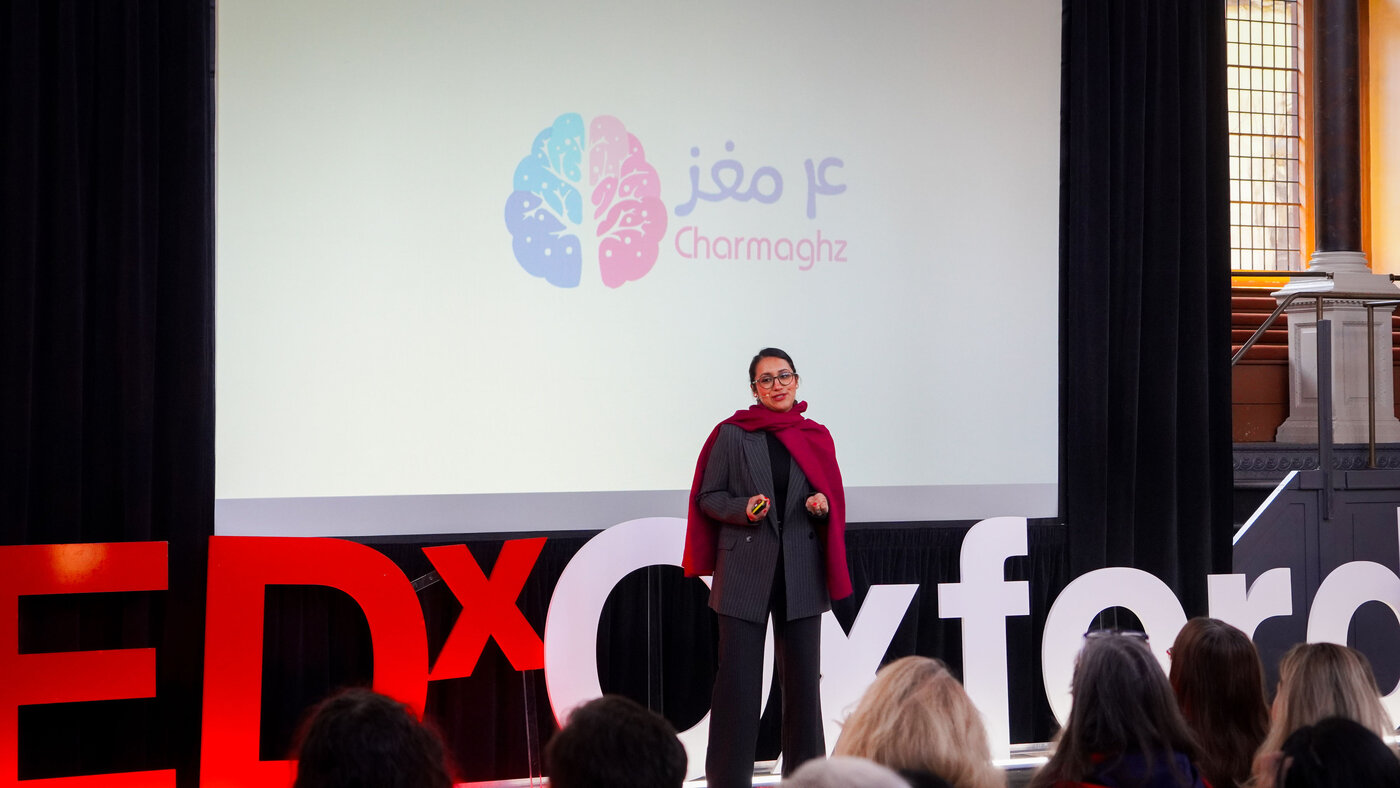 Freshta Karim on the TEDx Oxford stage